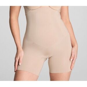NWT $78 Spanx Sculpting High Waisted Mid Thigh Short SOFT NUDE, size XL